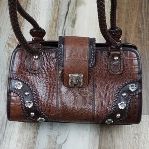 M.C Brown Embossed Leather Purse